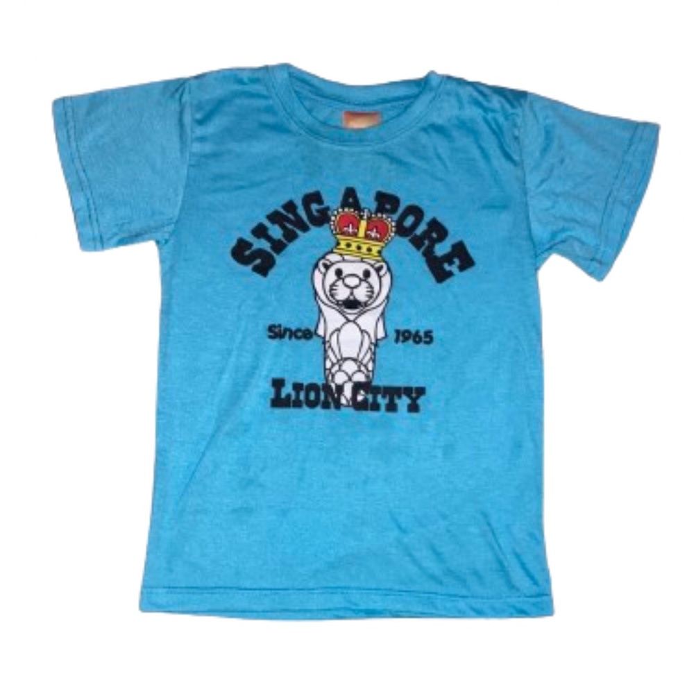 Singapore kids t shirt merlion short sleeves blue
